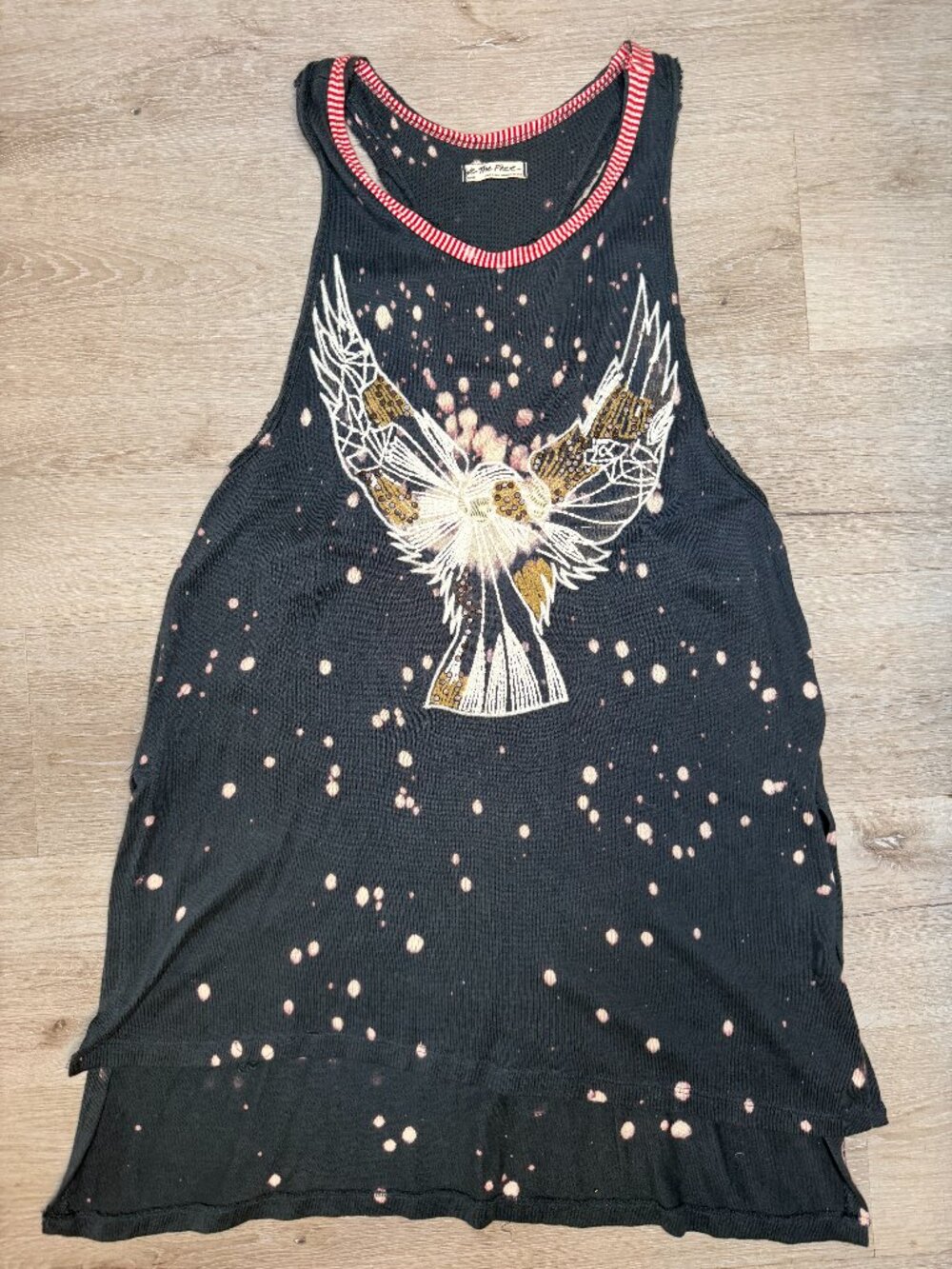 Free People Studded Distressed Oversized Tank - Large